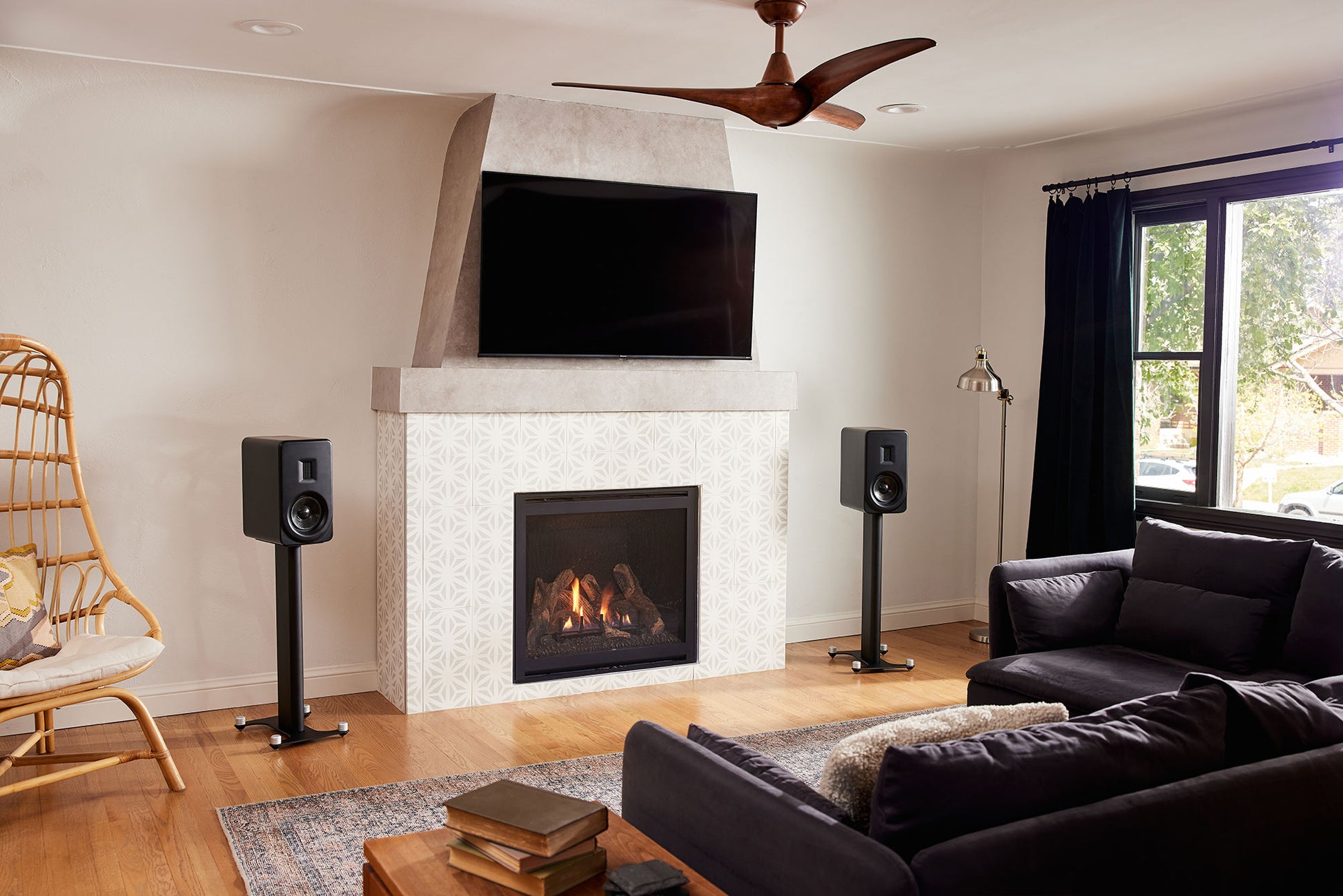 Satin Black Pair With Stands