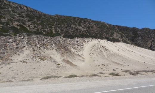 The big sand dune opposite Thornhill Broome Beach, Point Mugu, California.
