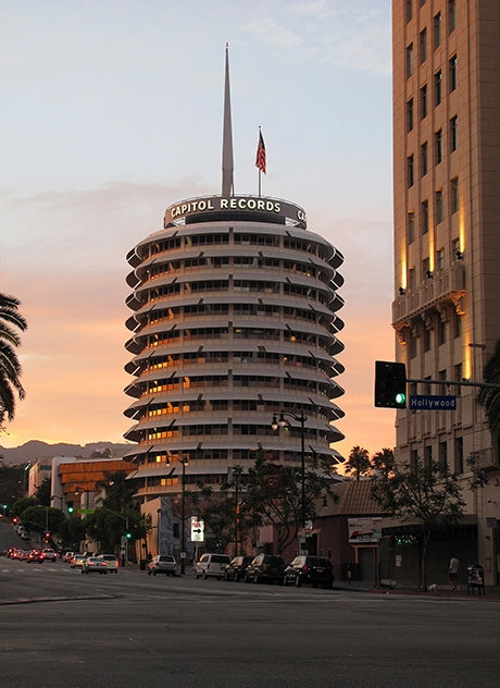 The Capitol Records building. Courtesy of Wikimedia Commons/downtowngal.