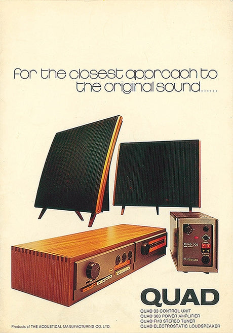 1960s Quad advertisement showing the classic ESL loudspeaker.