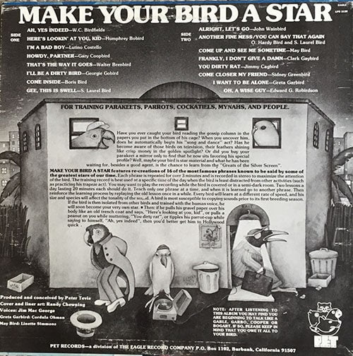 Make Your Bird a Star, back cover.