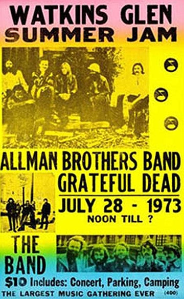 Watkins Glen Summer jam poster, 1973.