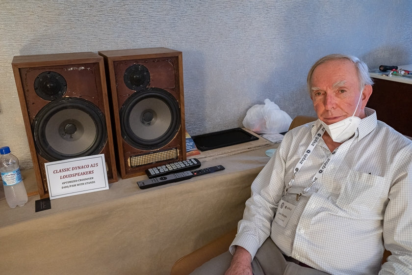 Dennis Murphy of Philharmonic Audio was offering restored Dynaco A25 loudspeakers.