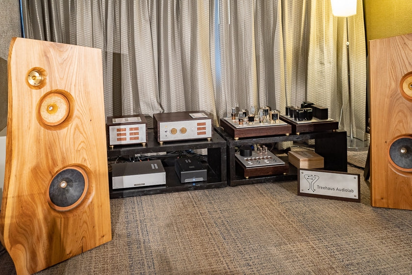 Some stunning field-coil (!) speakers and electronics from Treehaus Audiolab, 