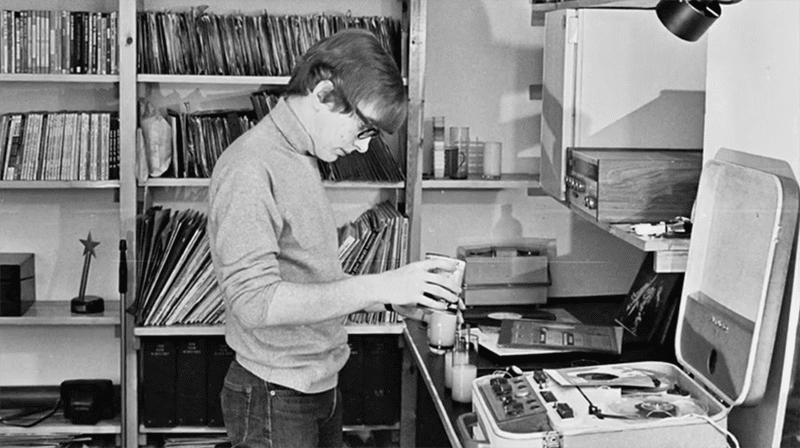 A teenage Peter Asher with his first tape recorder.