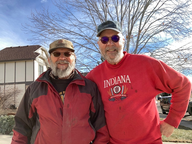 Lightning rod buddies 45 years later. All present and accounted for: Paul Kellogg (L), Steve "Hoss" Foss (R). Not one of us was struck by lightning that day.