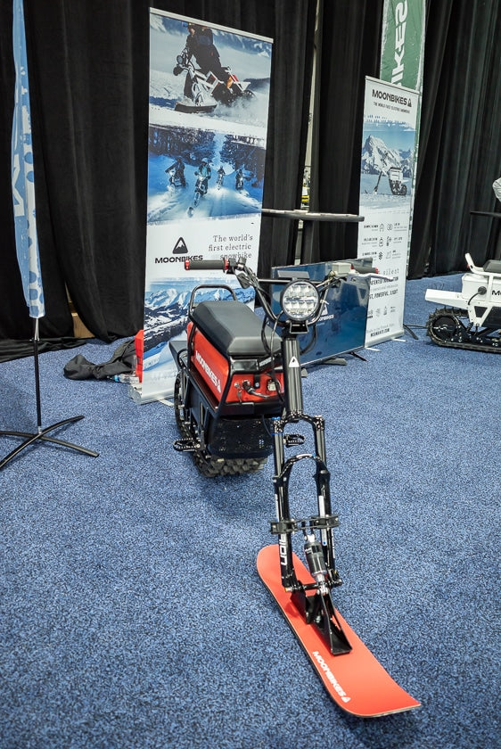 From Moonbikes, the world’s first electric snowbike. Because not all leisure-time activities involve sitting in front of a pair of speakers! At 200 lbs, it’s far lighter than a traditional snowmobile, and from what Nicolas Duperret told us, they are tons of fun. Ski resorts are already using them.