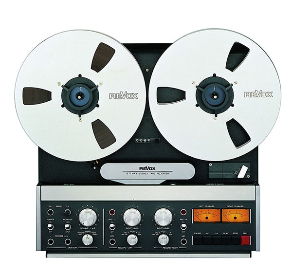 A Revox B-77 with factory reels. From the AV Luxury Group website.