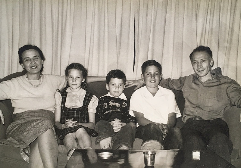 Family photo; Caroline, Abby, Richey, John, and Lou Wasserman, 1949.