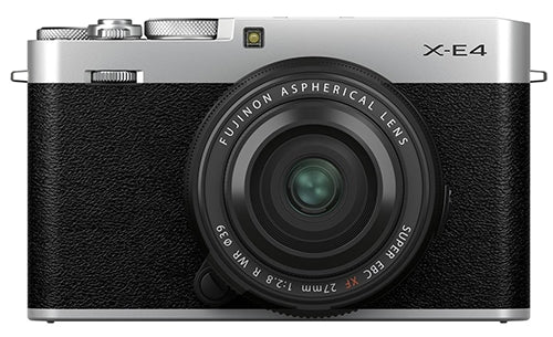 Appearances are deceiving: the Fuji X-E4 camera. It looks retro, but it's filled with modern features like mirrorless operation and video capability.