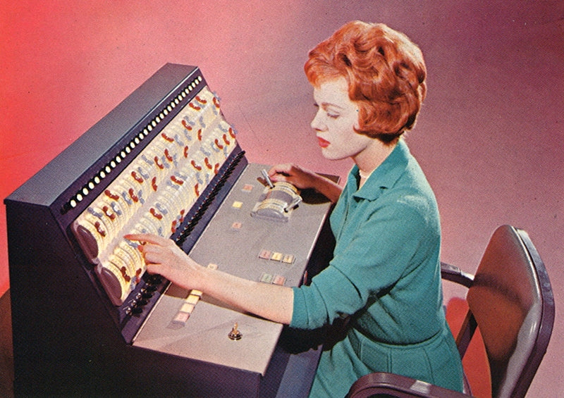 Mid-1960s lighting console. From a Solitrol Lighting Systems brochure.