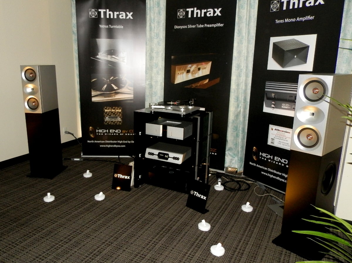 The solid aluminum Thrax equipment in High End by Oz's upstairs room was impressively overbuilt.