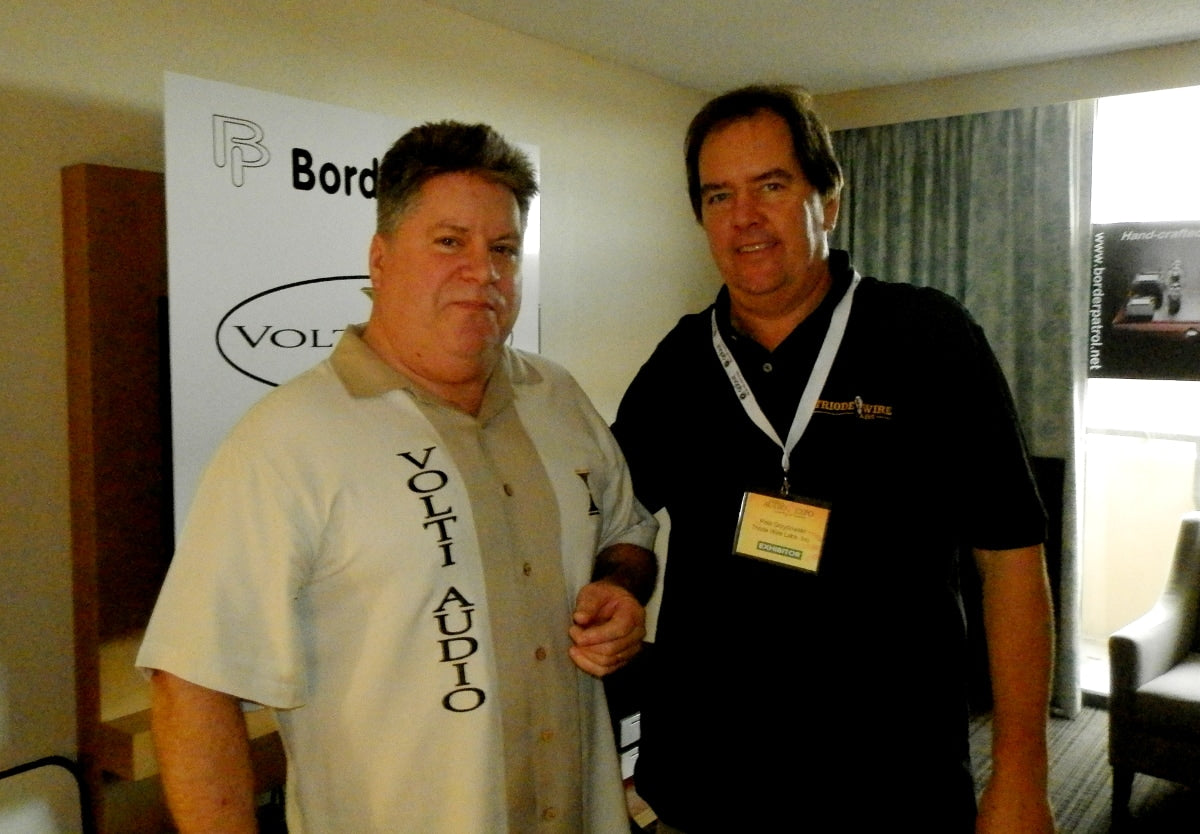 Greg Roberts of Volti Audio and "Triode" Pete Gryzbowski of Triode Wire Labs had an impressively good sounding room.