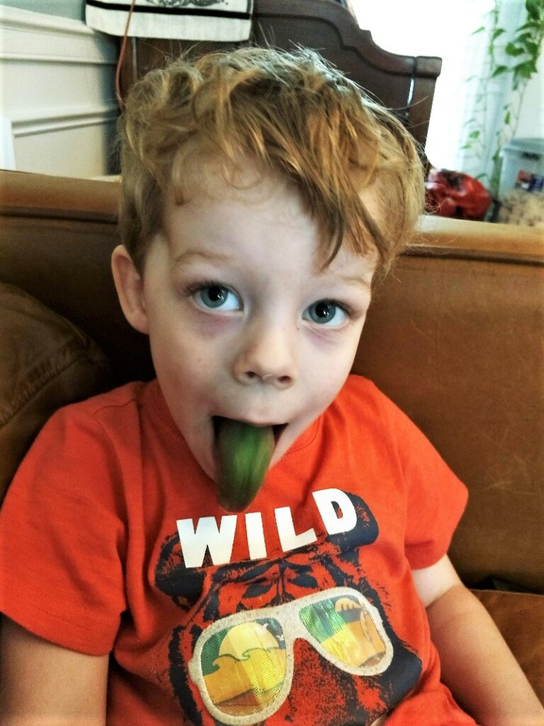 Henry, with a green tongue after a Popsicle.