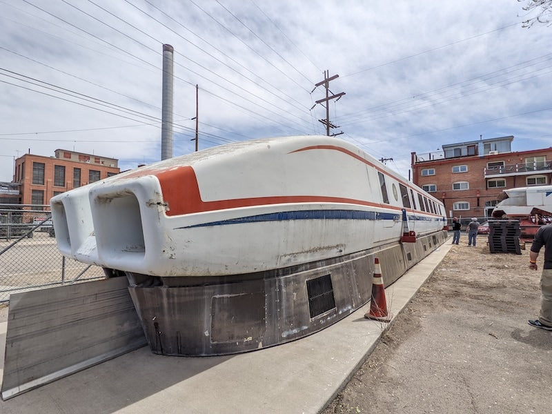 The maglev train awaiting restoration.