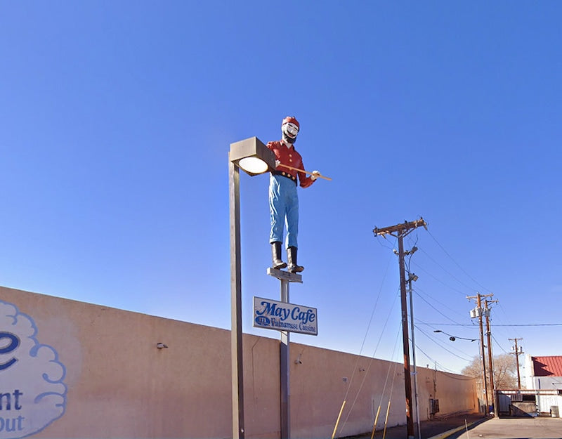 The muffler man at the May Café.