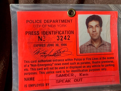 Ken's New York City press pass, 1990s.
