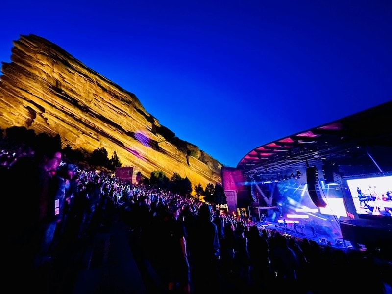 Nighttime concert at Red Rocks. Photo courtesy of Arts & Venues, City and County of Denver.