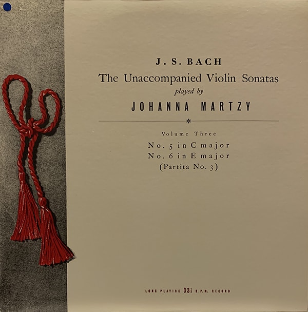 Martzy, J.S. Bach, The Unaccompanied Violin Sonatas, LP.