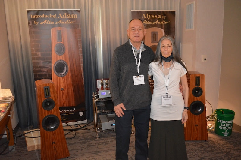 Mike and Maryann Levy of Alta Audio with their new Adam speakers.
