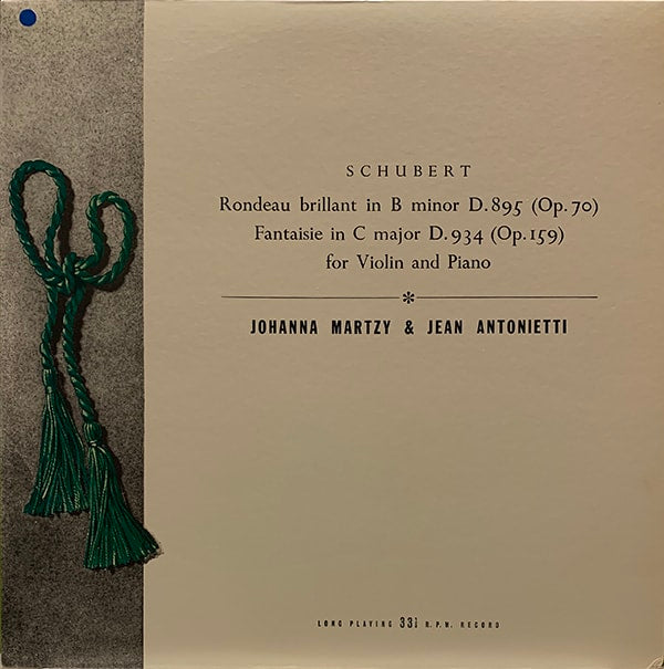Martzy and Jean Antonietti, works of Schubert, LP.LP.