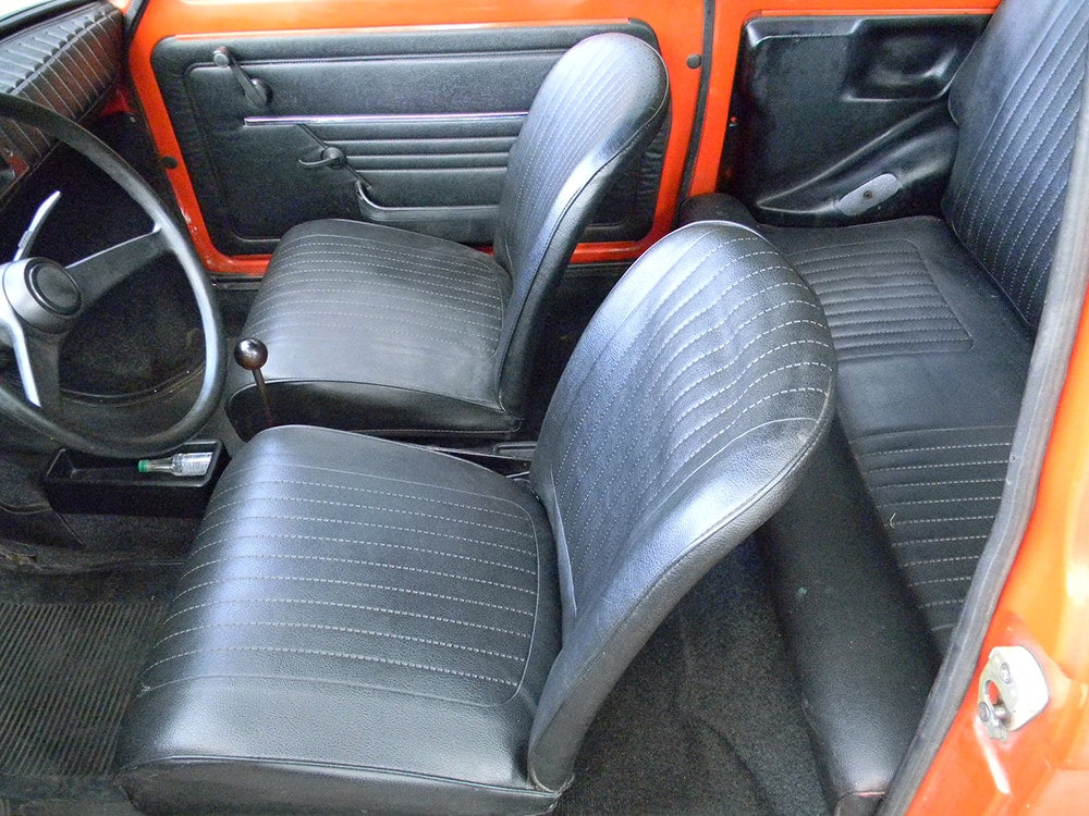 The not-exactly-roomy interior of the Folski Fiat 126 P. They say it's not the size, but what you do with it. And what Jędrzej did with it was to sell it and get a Skoda and a Volkswagen, both representing significant upgrades in terms of size.