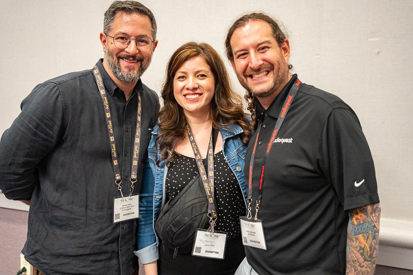 The power trio of Wesley Katzirn (Common Wave Hi-Fi), Tracy Barillas (AudioQuest), and Issac Markowitz (AudioQuest).