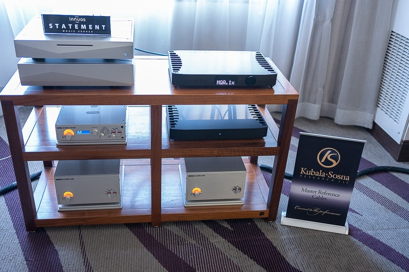 Elegant design: the Alma Audio room featuring the Nagra Classic preamp and Classic Amp, an Innuos Statement music server, and an MSB Technology Premier DAC, connected by Kubala-Sosna cables.