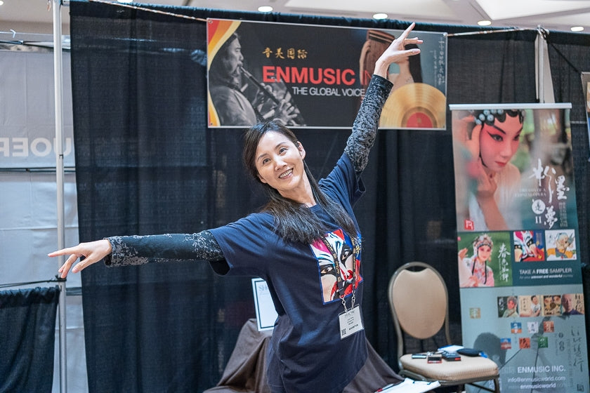 Judy Xiong of Enmusic Inc. providing the T.H.E. Music Marketplace with a ballet move few could pull off with such elegance, along with some excellent music.