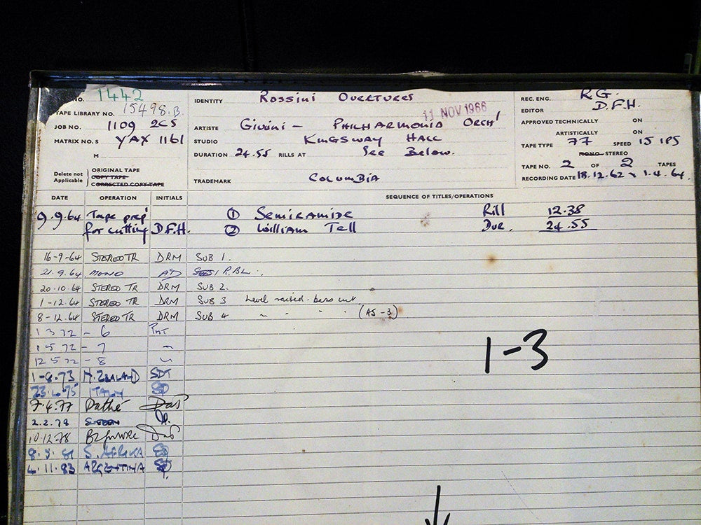 Above: original tape boxes for Rossini Overtures. Courtesy of International Audiophile Recording Ltd, UK.