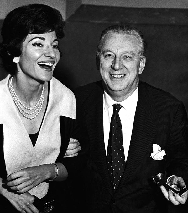 Maria Callas and Giovanni Battista Meneghini, her husband and manager.