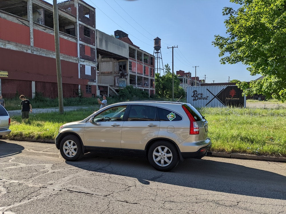 At the ruins of the Packard Automotive Plant.