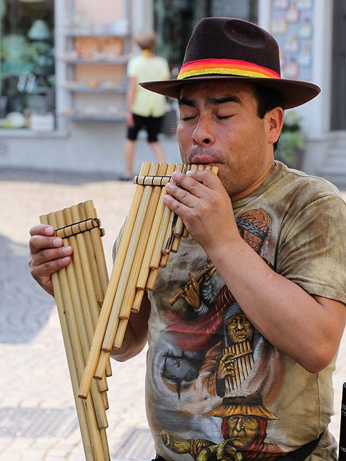 Playing a siku. Courtesy of Wikimedia Commons/Gianni Careddu.