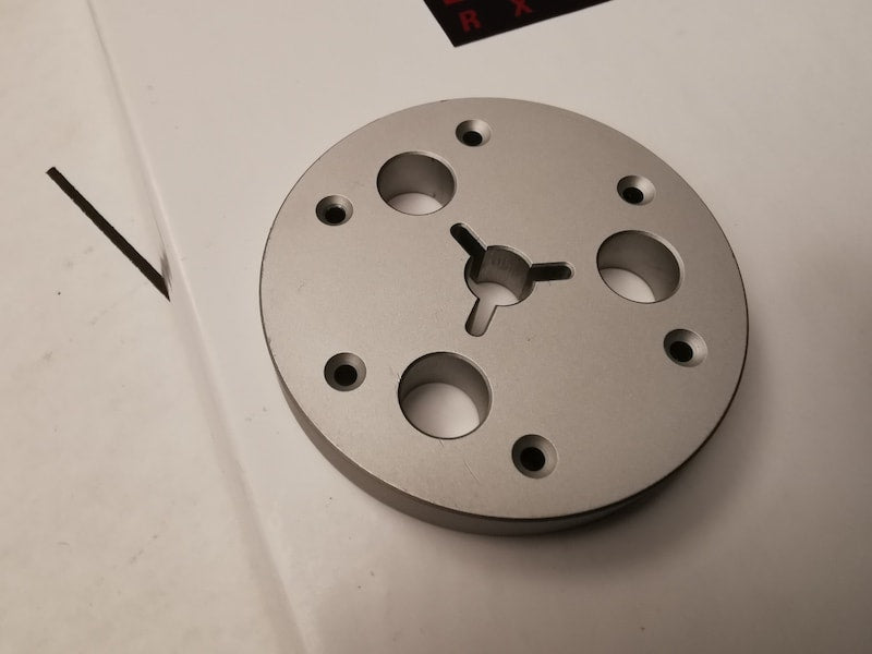 The machined hub.