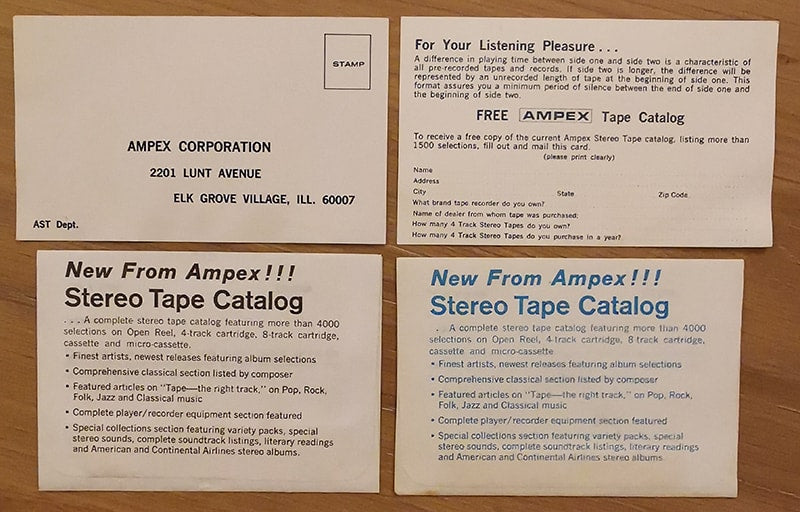 Various coupons for Ampex catalogs.