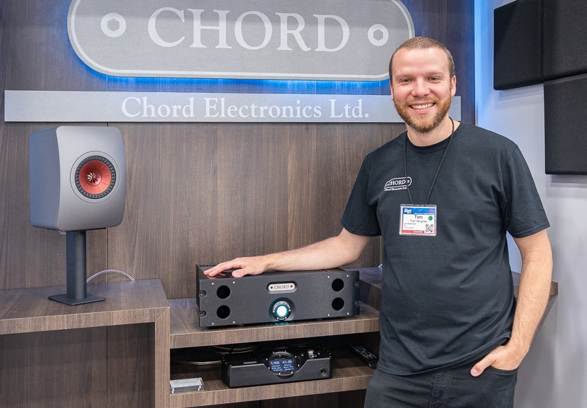 Tom Vaughn of Chord Electronics with the pro market version of their Ultima 3 amplifier. 
