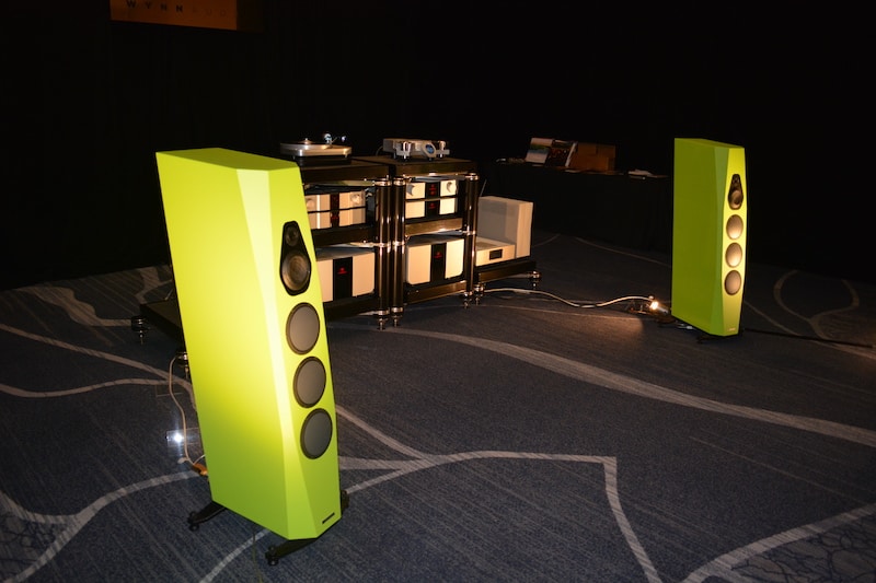 These Vimberg speakers delivered a solid center image in the Wynn Audio room at AXPONA 2022. Courtesy of Frank Doris.