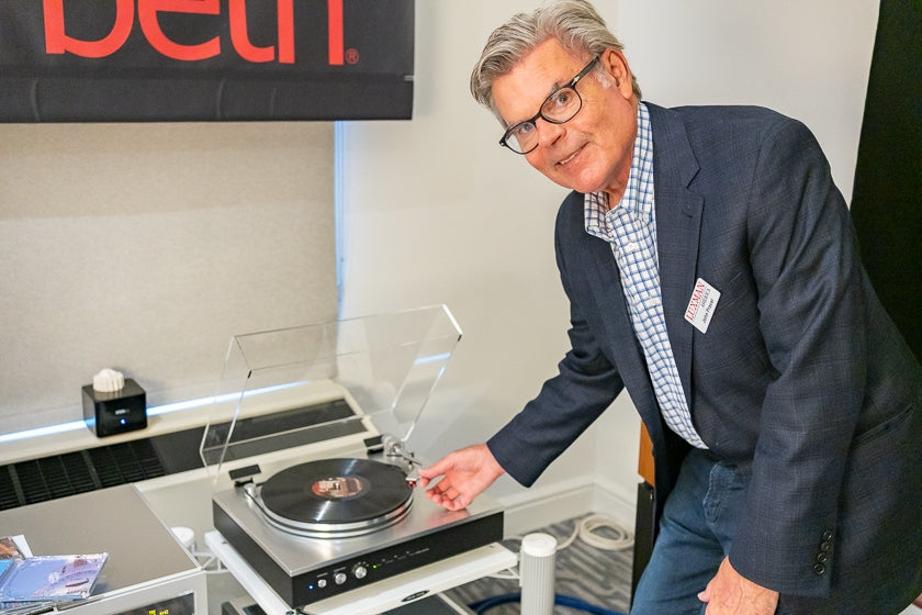 John Pravel of Luxman America shows off their gorgeous new PD-151 Mark II turntable.