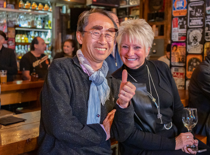 Manabu Aoki, Audio-Technica U.S. CEO and president, and Roxanne Ricks, Audio-Technica U.S. artist relations manager and events specialist.