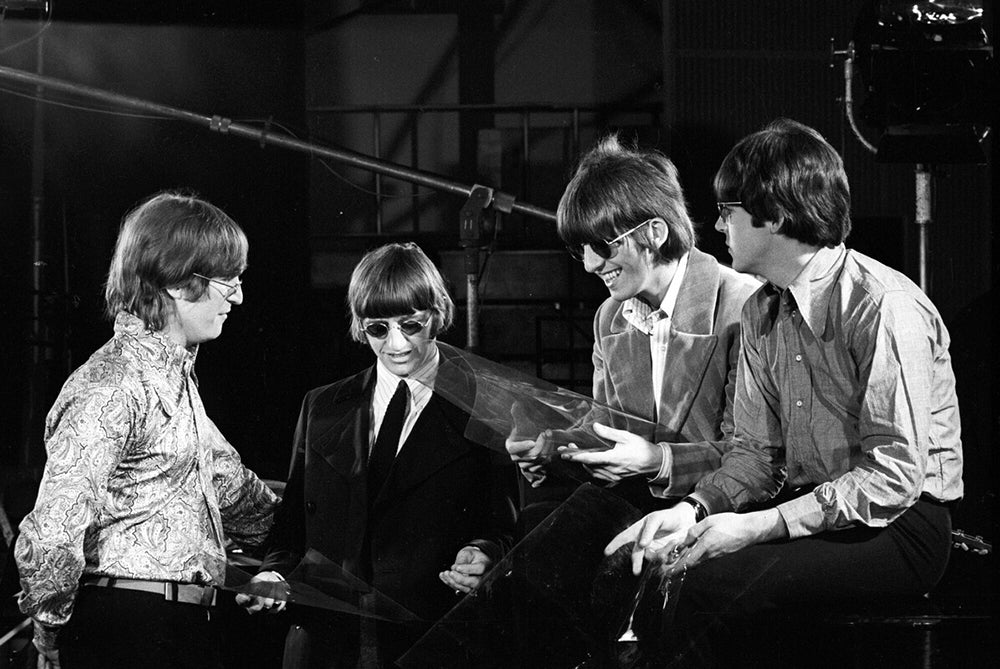 The Beatles in Abbey Road Studios during filming of the "Paperback Writer" and "Rain" promotional films, May 19, 1966. © Apple Corps Ltd.