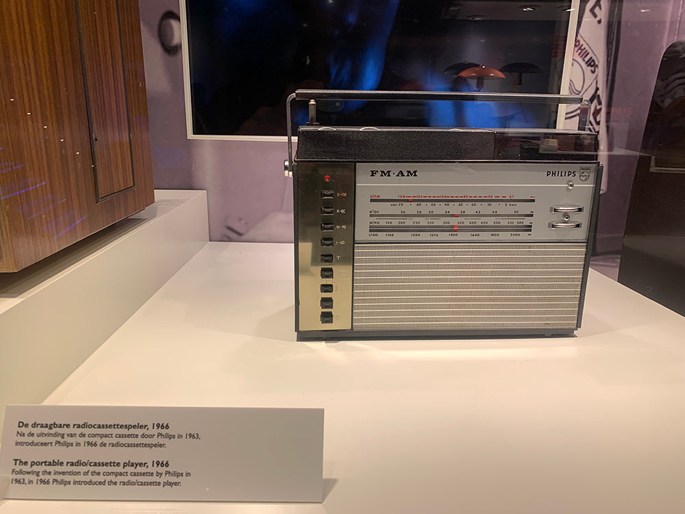 A 1966 portable radio/cassette player.