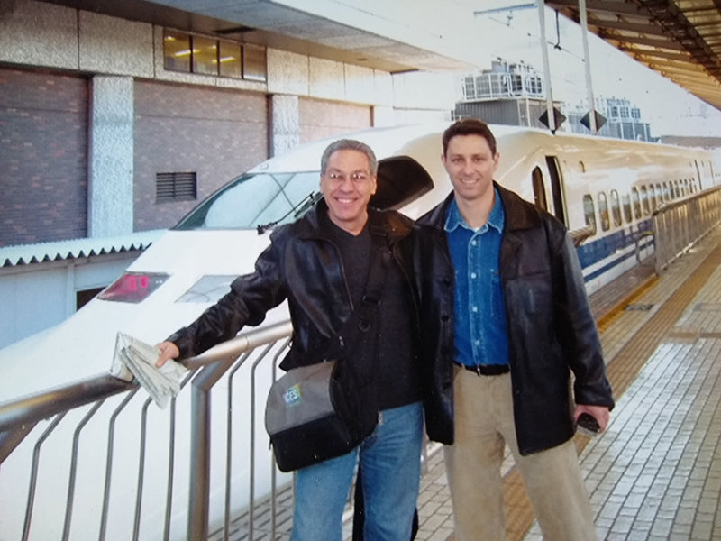 The author and CNET's David Carnoy at the bullet train to Osaka.